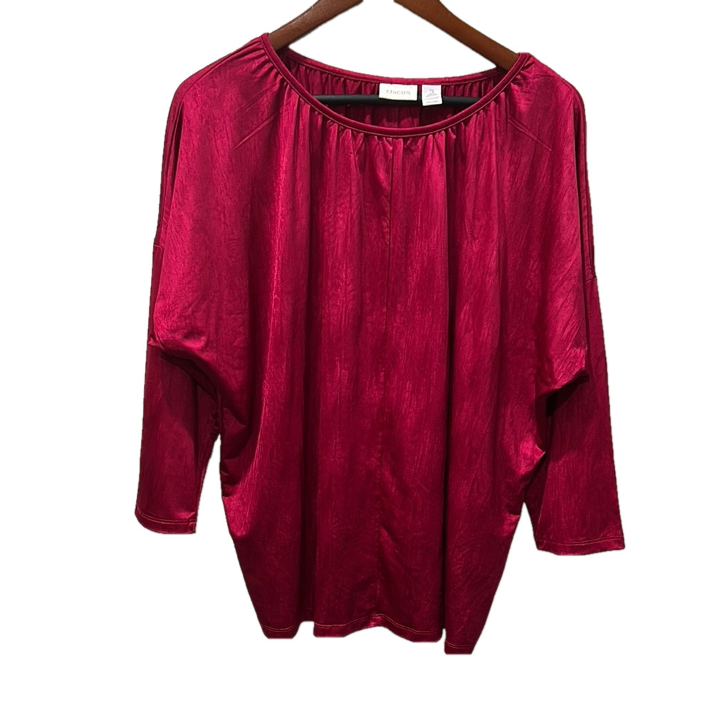 Chicos Tukana raspberry Elegant evening shine Top size 3 GUC